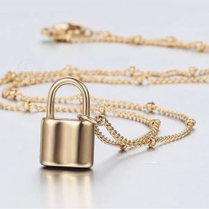 18 inch gold plated delicate chain and lock